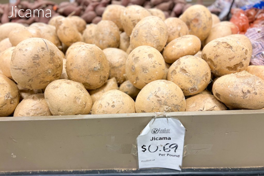 whole jicama at asian grocery store