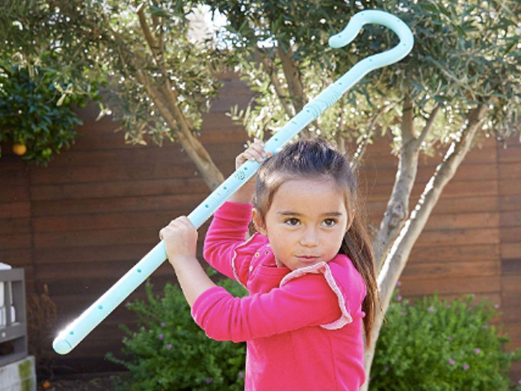 young girl playing with Toy Story Disney Pixar 4 Bo Peep Action Staff