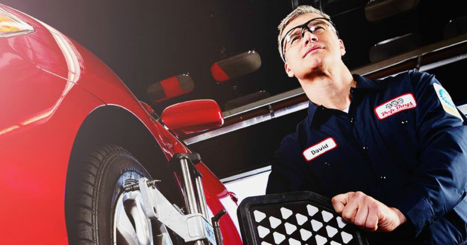 mechanic working on car