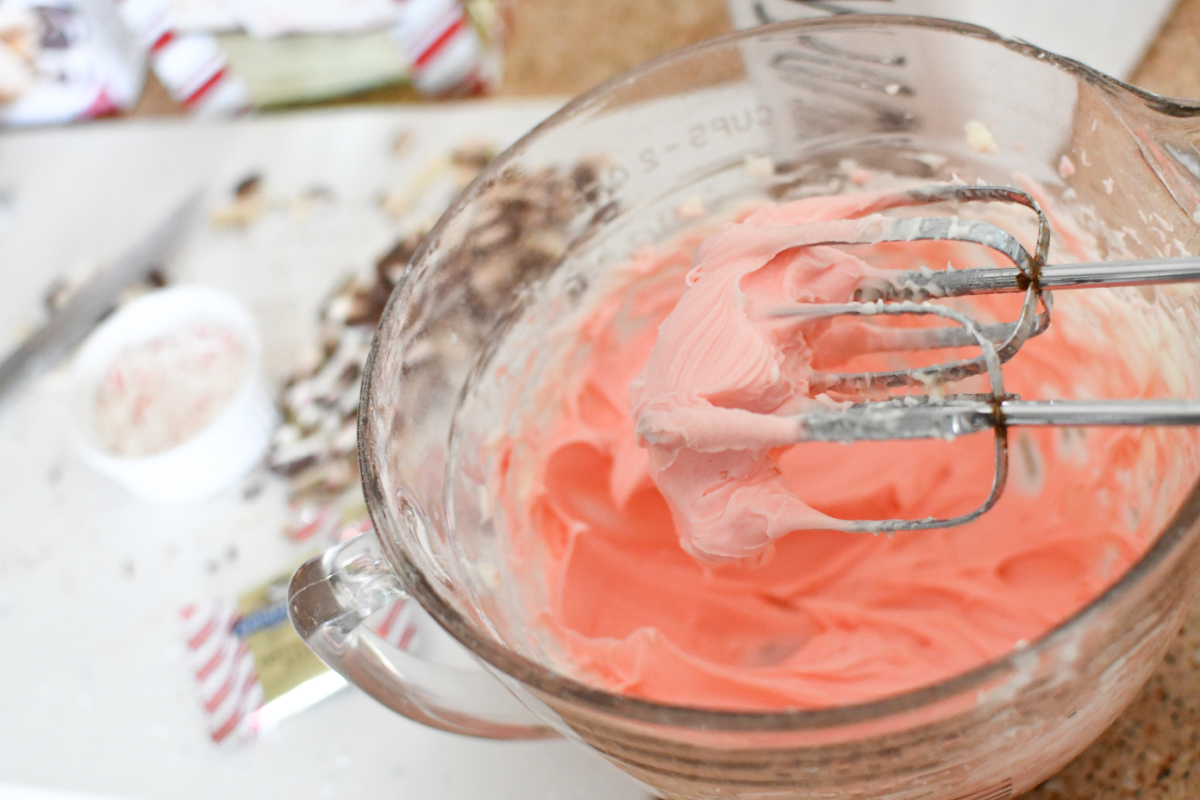 pink food coloring in mix