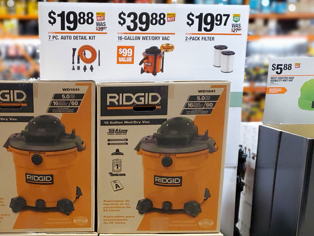 RIGID 16 gallon wet dry vac in store at Home Depot