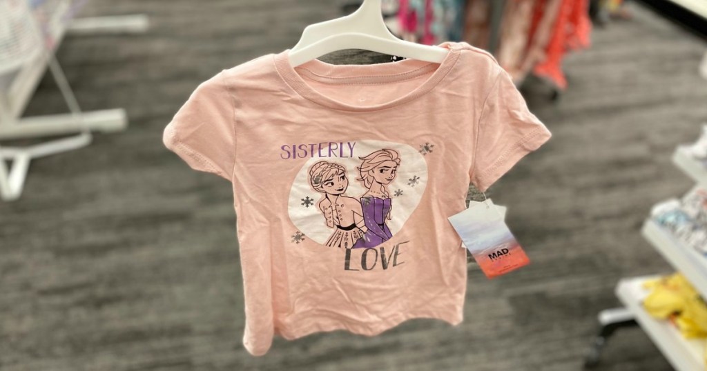 frozen girls' t-shirt in a store