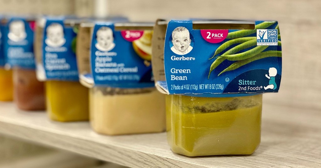 gerber baby food on display in a store