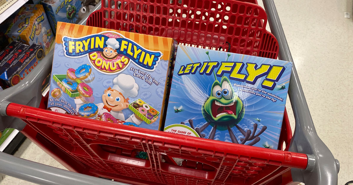 target shopping cart with Maya games fryin flyin donuts and let it fly