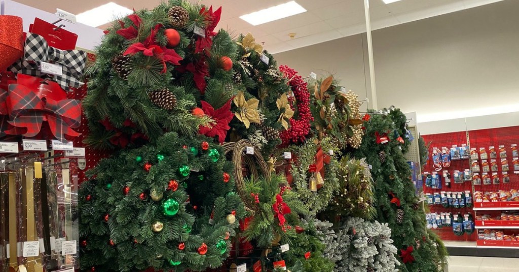 wondershop garlands and wreaths in target store