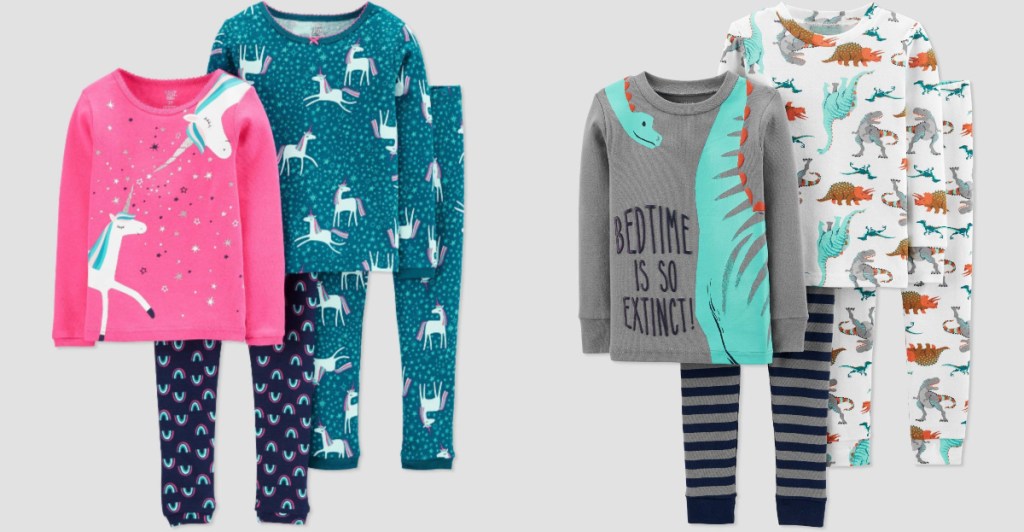 unicorn and dinosaur toddler 2pc pj sets