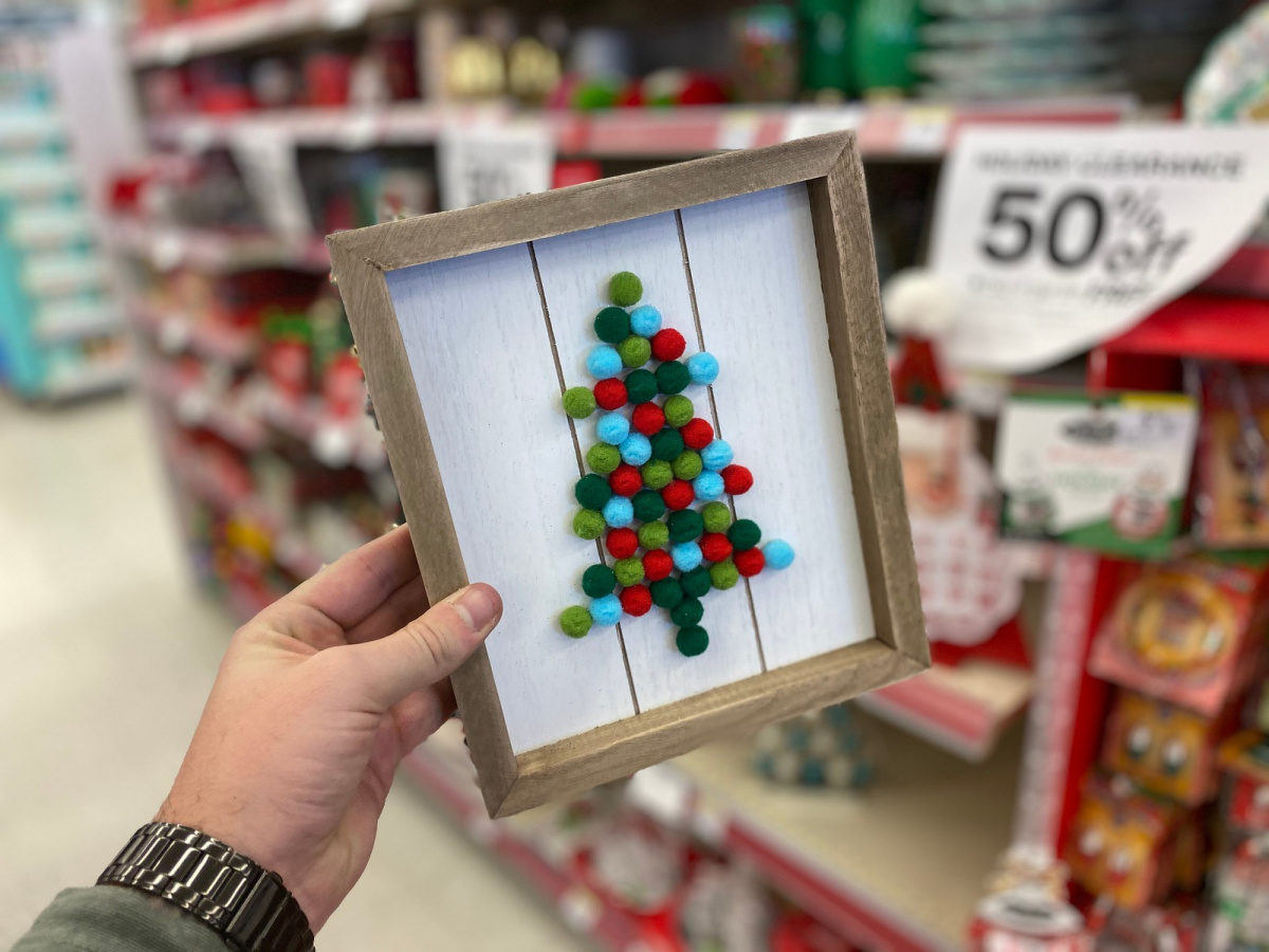 Christmas tree made out of pom poms