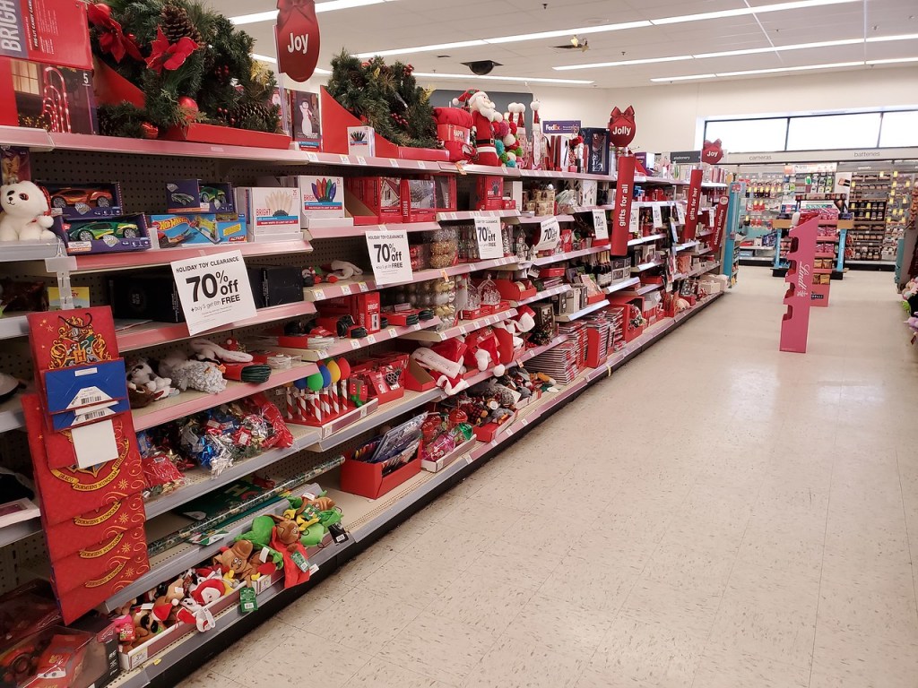 Christmas Clearance aisle at Walgreens