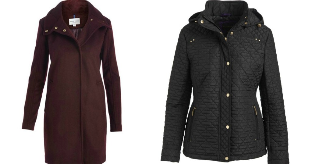 maroon jacket next to a black jacet