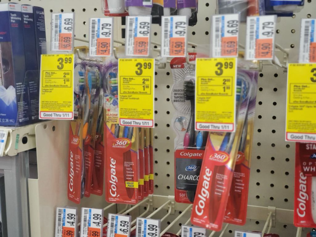 Colgate Toothbrush on shelf at at CVS