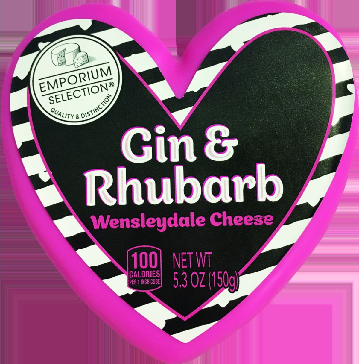 heart-shaped cheese with gin and rhubarb