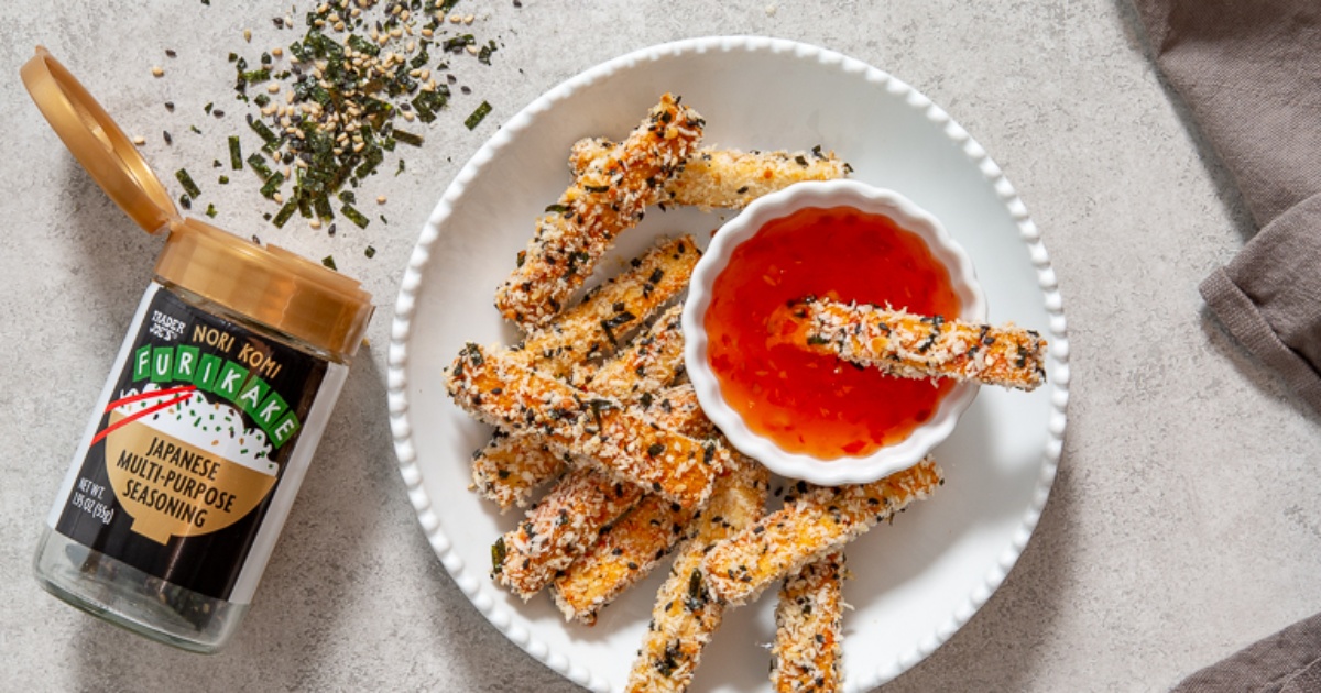 Furikake Tofu Fries with seasoning and dipping sauce