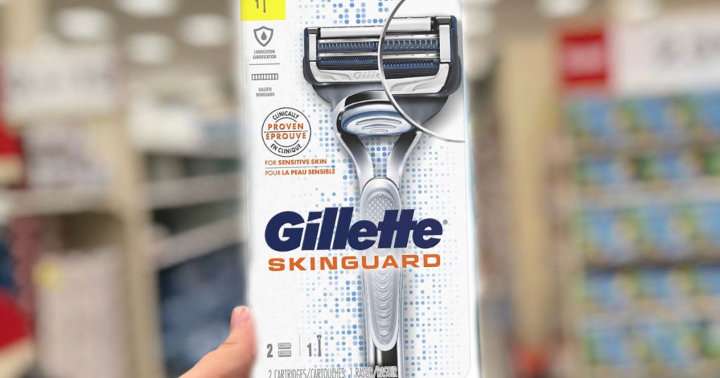 hand holding Gillette SkinGuard Men's Razor Handle