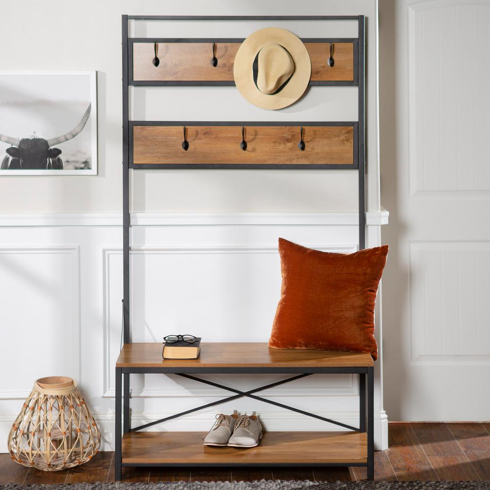 Industrial Barnwood Hall Tree in entryway