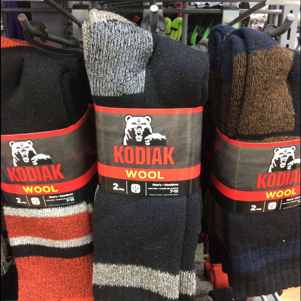 Kodiak Wool Socks on Walmart Peg Shelf