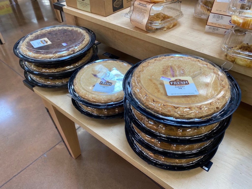 Kroger Pies on display tables