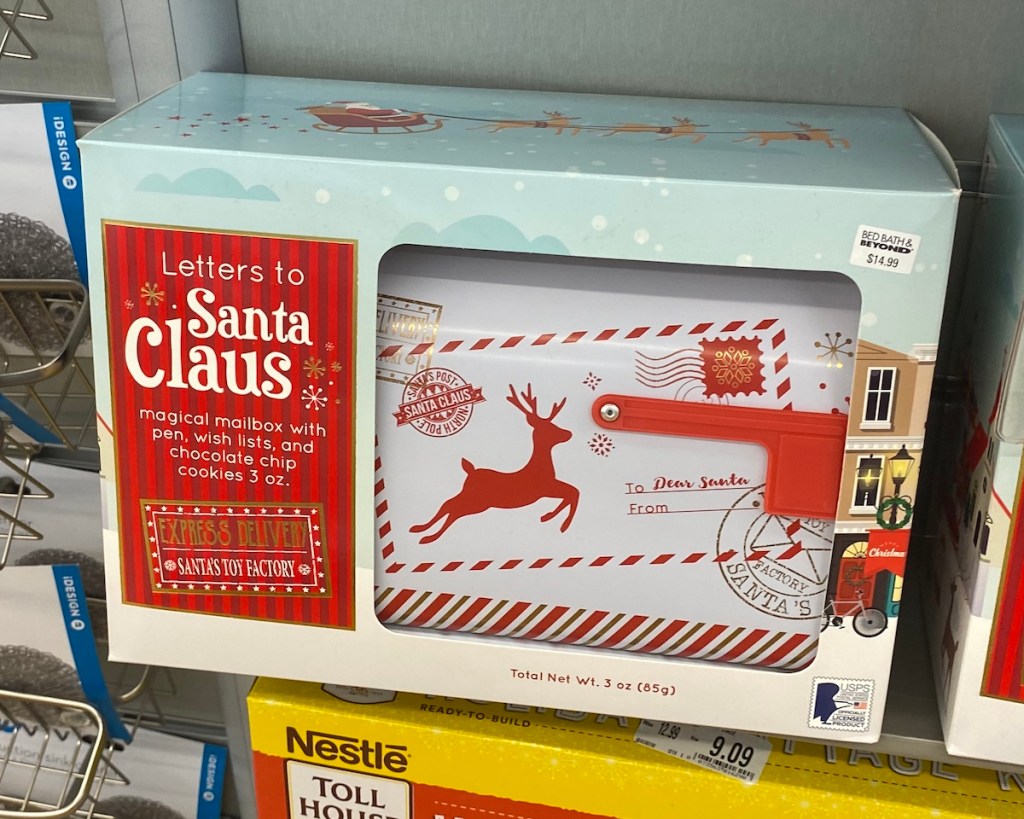 Letters to Santa Claus magical mailbox on shelf