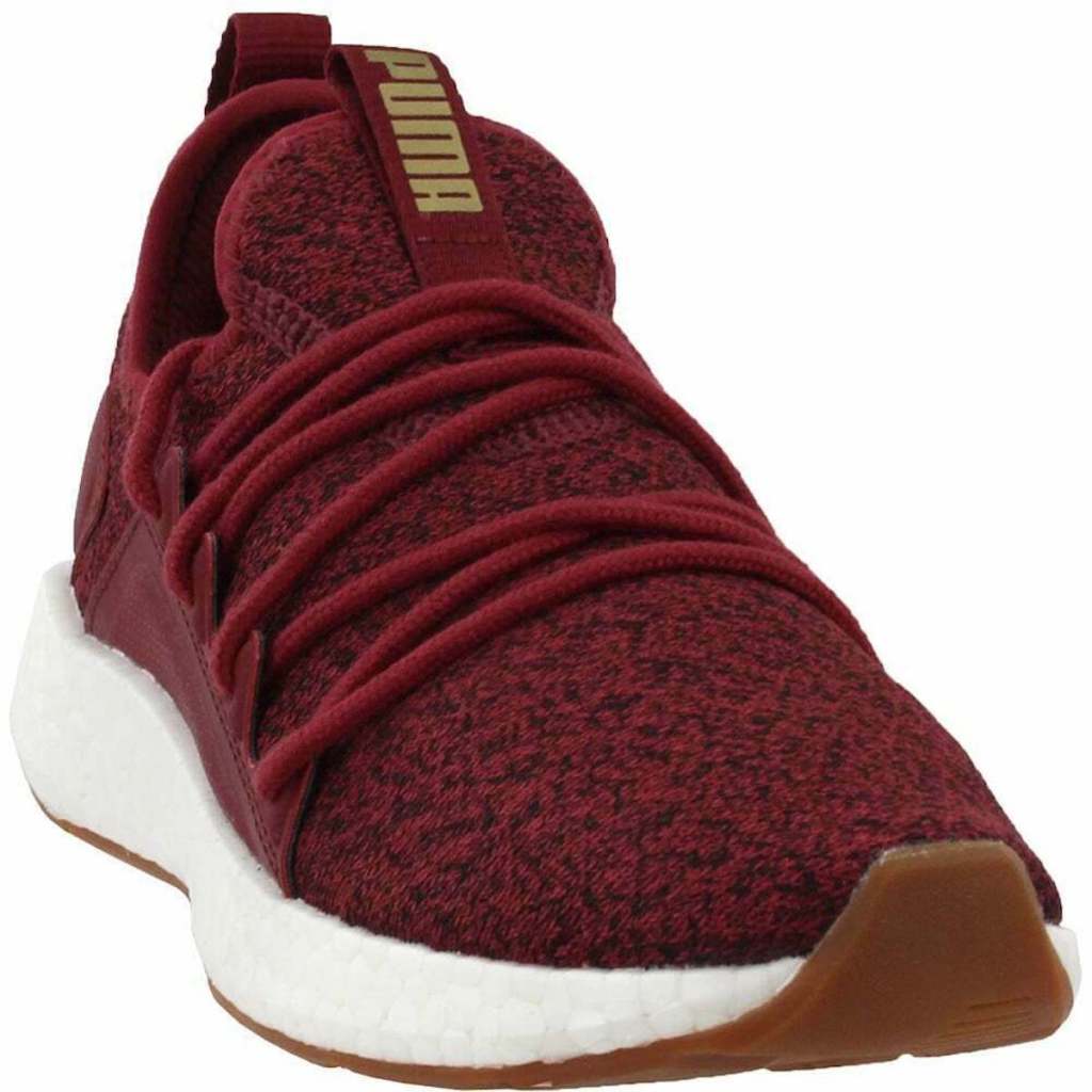 Burgundy pair of Puma Nrgy Neko Knit Casual Running Neutral Shoes