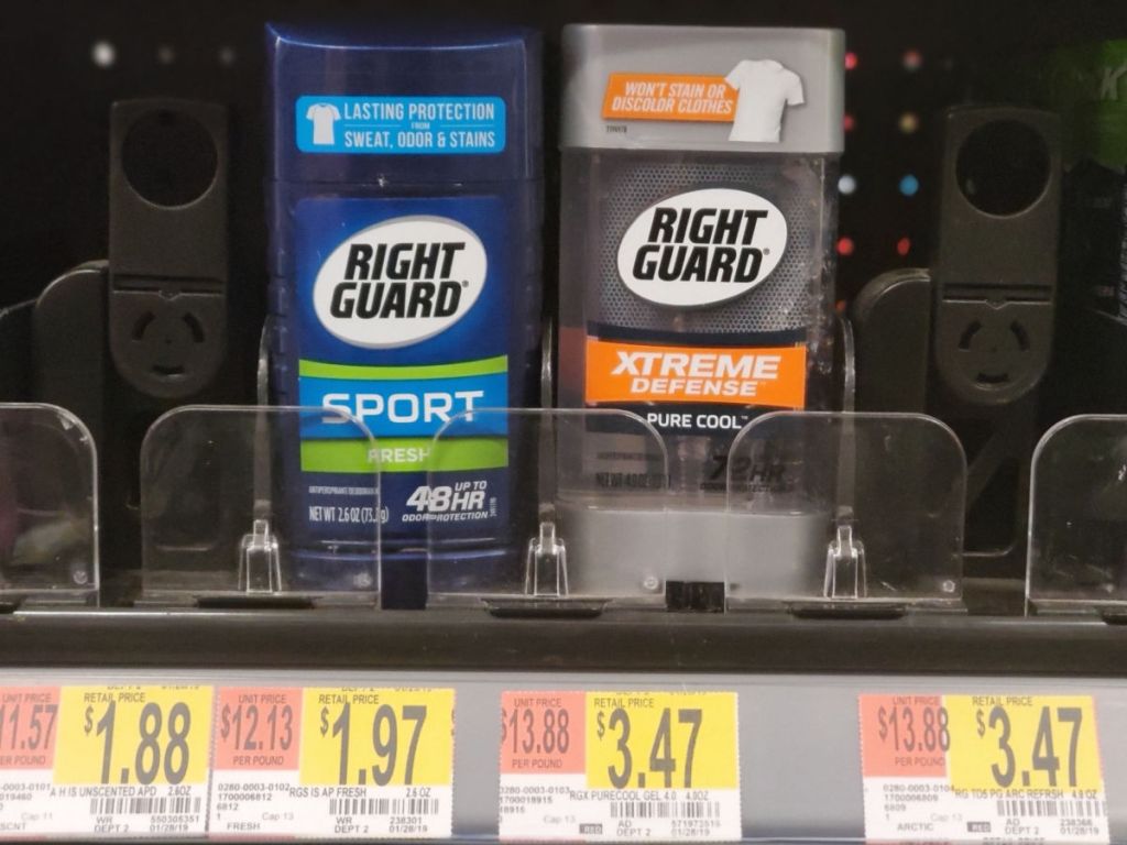 Right Guard Shelf on walmart shelf