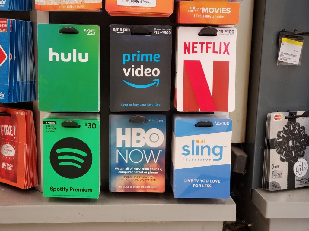 Streaming Gift Cards on Walgreens gift card display