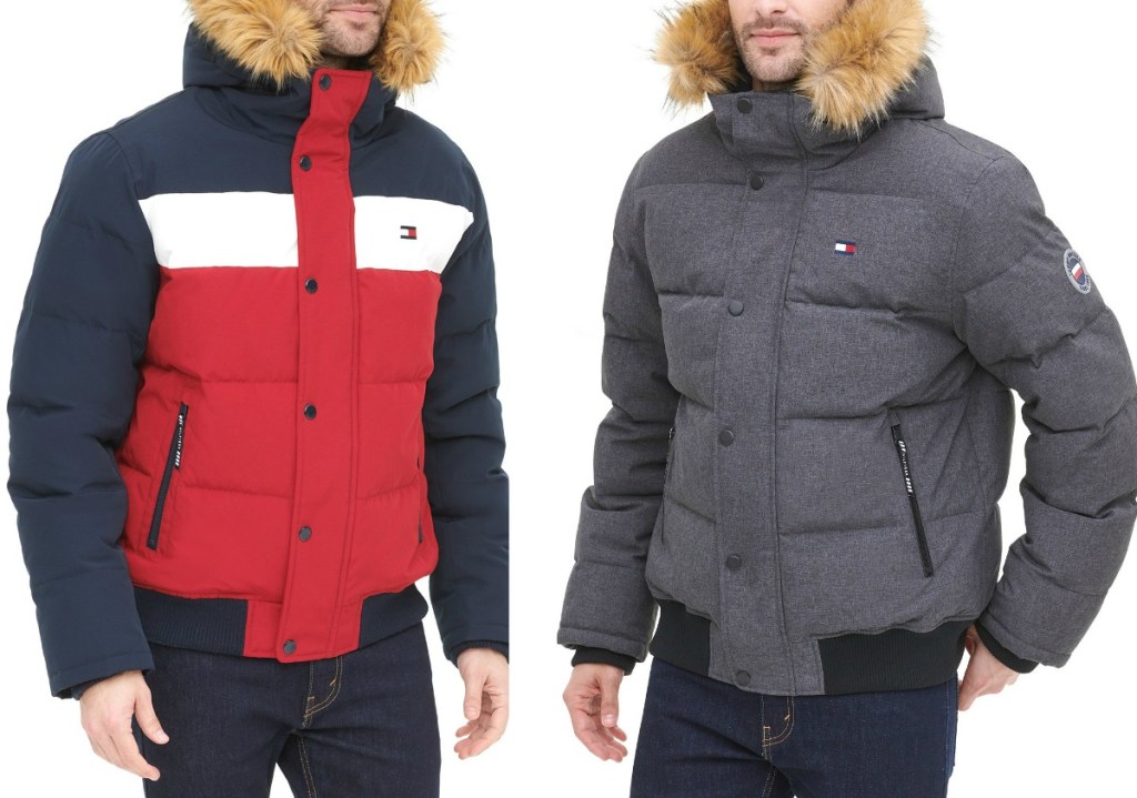 Two styles of Tommy Hilfiger Men's Short Snorkel Coats