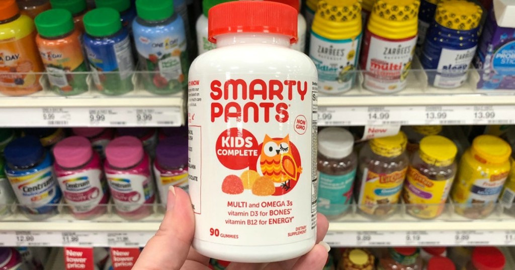 lady eating Smarty Pants Kids Vitamins