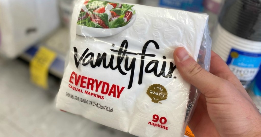 manholding Vanity Fair Napkins in walgreens