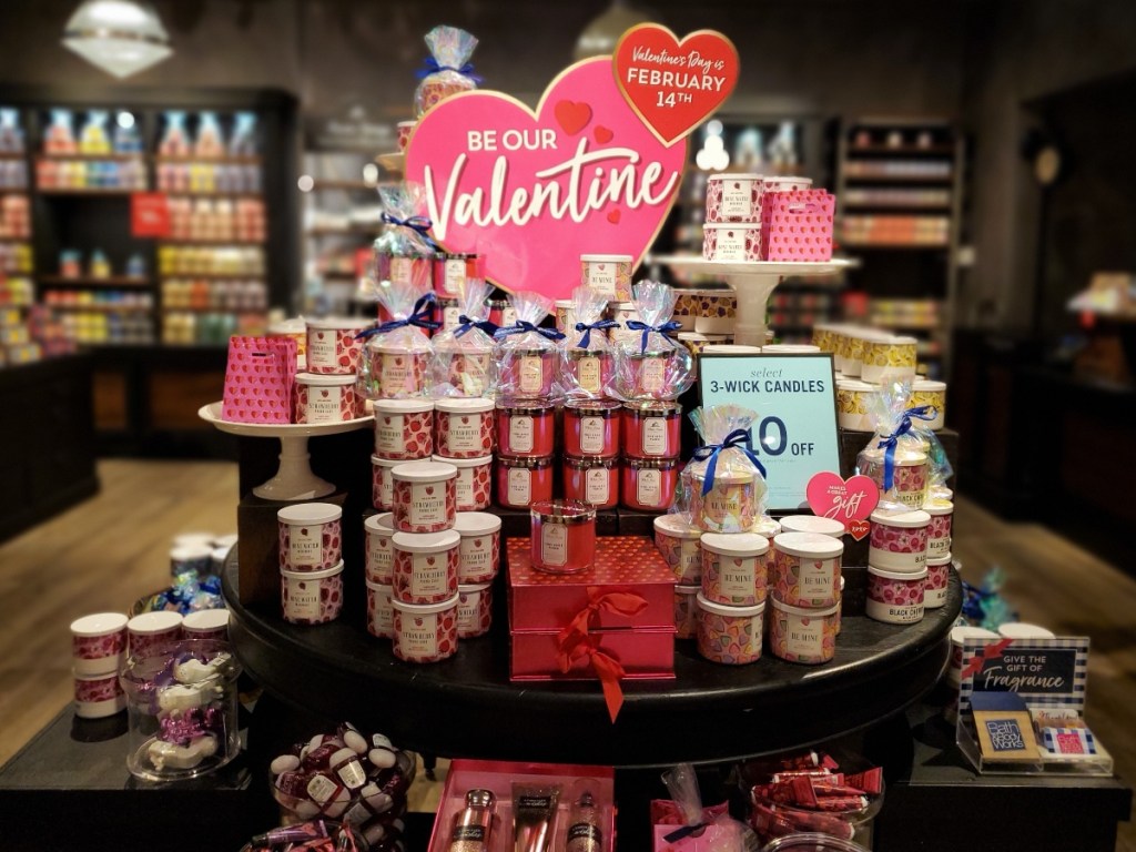 Bath and Body Works Valentine's Day display