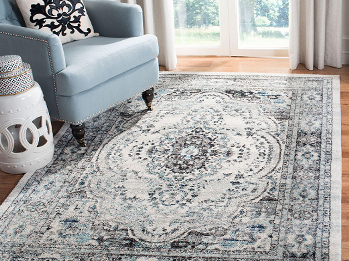 Safavieh Rugs Light Gray & Blue Marge Madison 5'3"x7'6" rug in living room