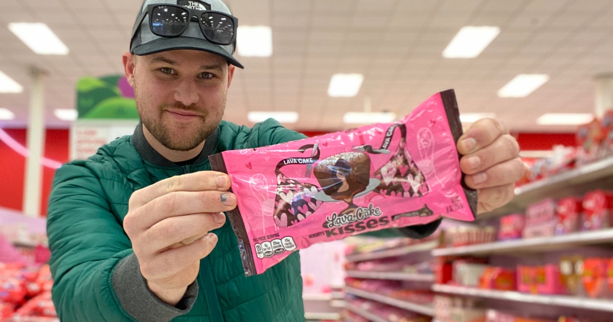 MAn holding Hershey's lava cake kisses