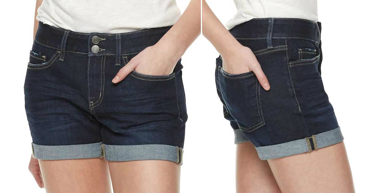 close up stock art of woman wearing denim shorts