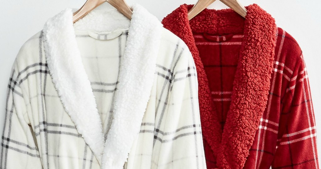 white and red robes on hangers