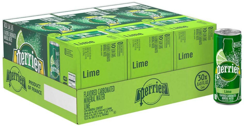 boxes of cans of fizzy water