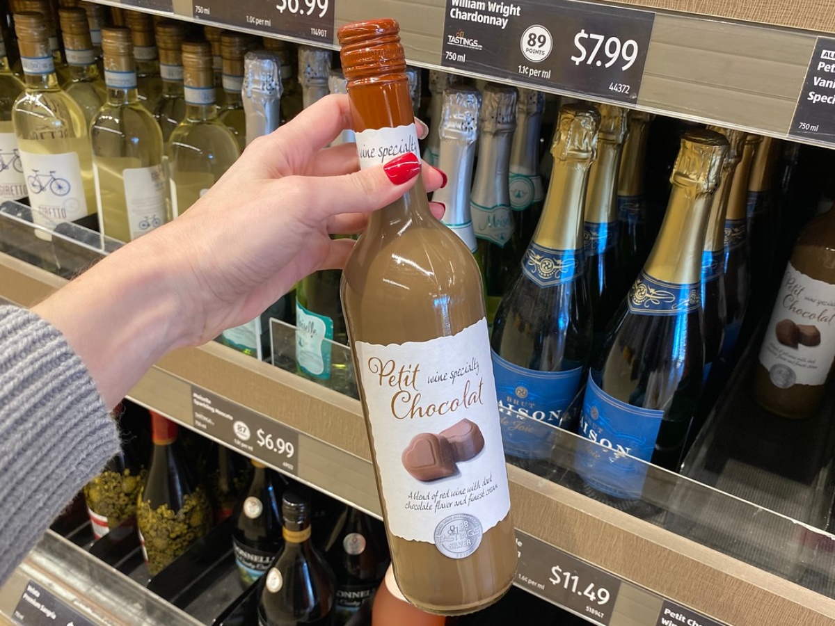 hand holding Petit Chocolat wine specialty drink