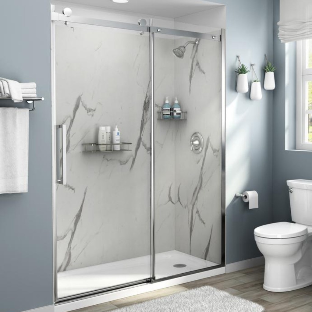 bathroom with glass shower door