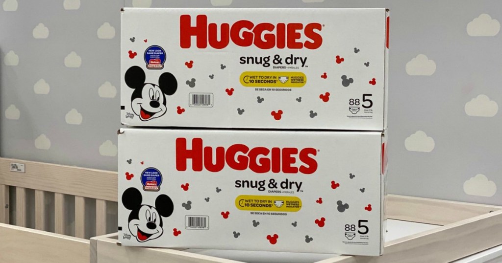 huggies diapers on a changing table in a target store