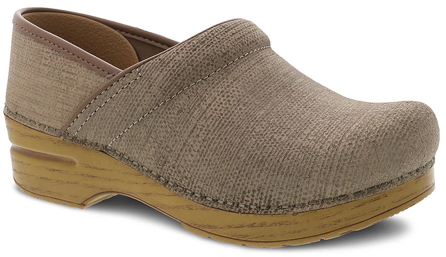 one woman's right foot textured clog