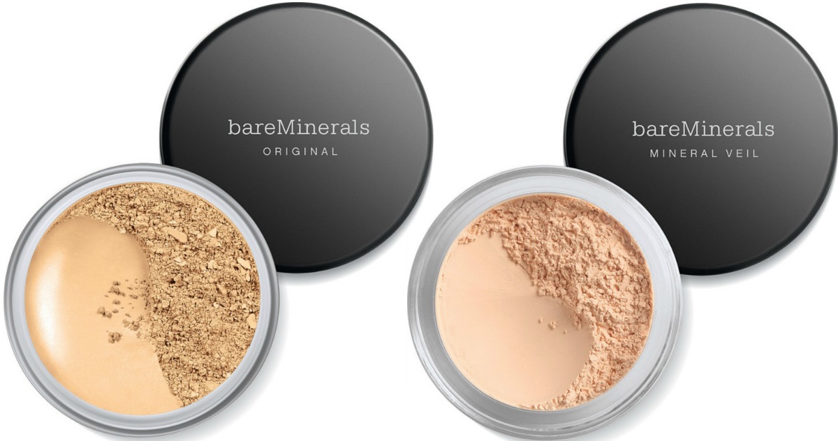 Two styles of mineral based makeup with tops off