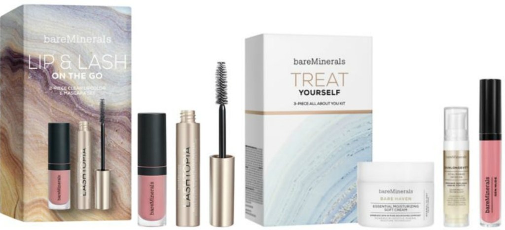 Two styles of gift sets of mineral based makeup