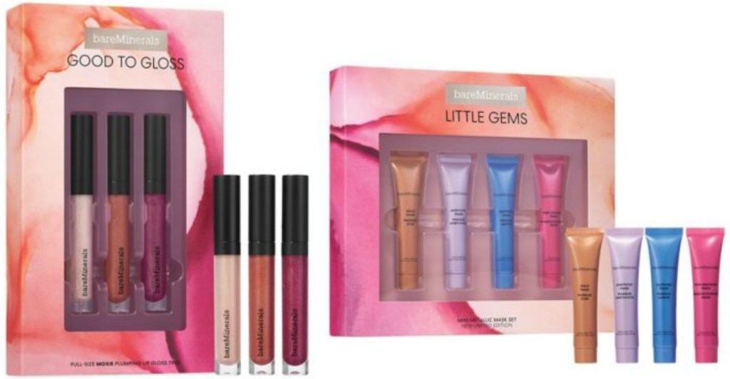 Two gift boxes of BareMinerals brand lipglosses