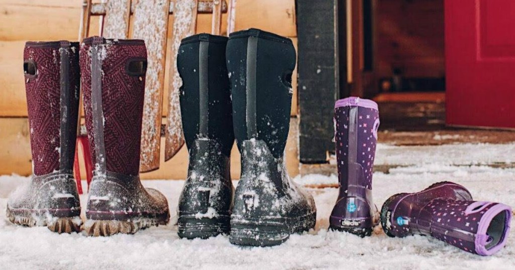 Bogs Boots lined up outside