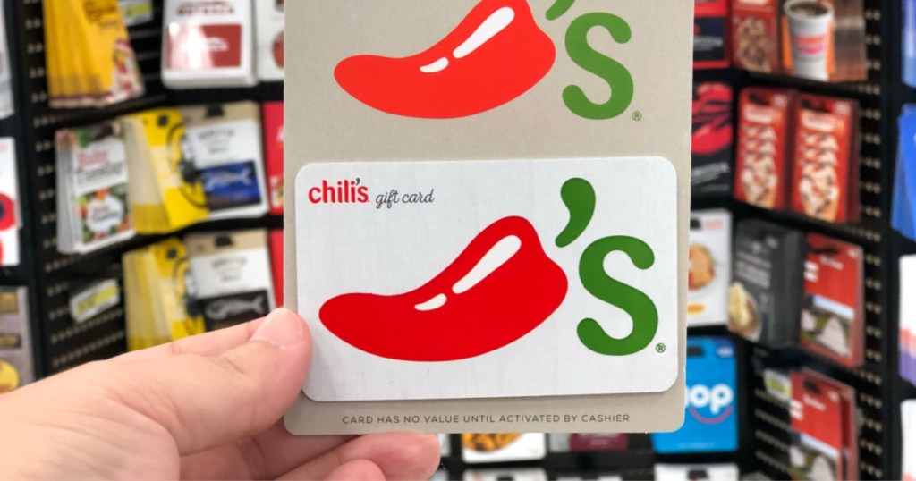 Chili's Gift Card being held by a woman's hand