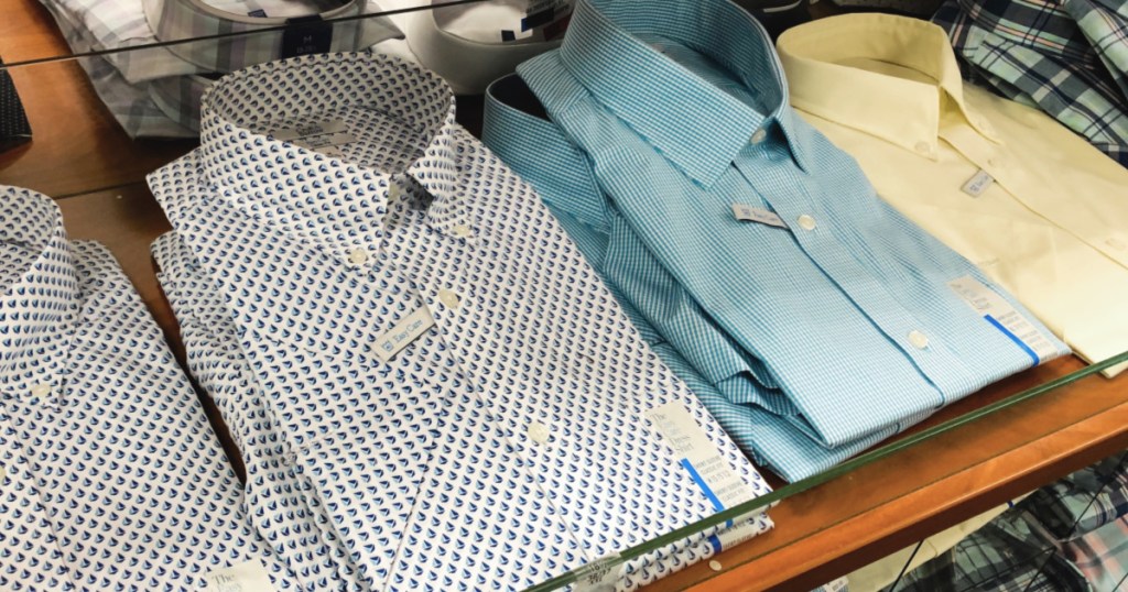 Men's dress shirts on store table