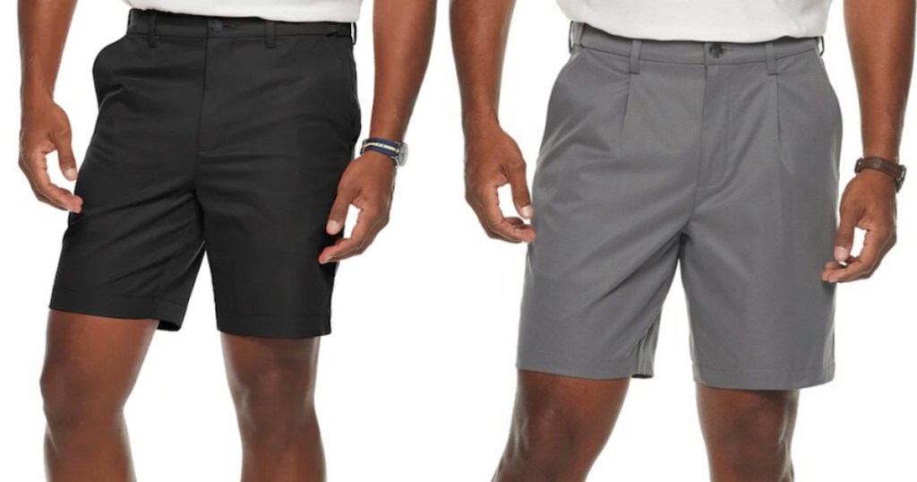 black and grey Men's Croft & Barrow Classic-Fit Quick-Dry Performance Flat-Front Shorts