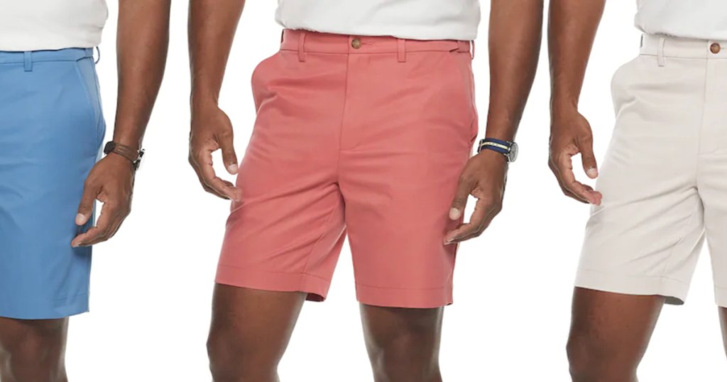 salmon, blue, and white croft and barrow shorts