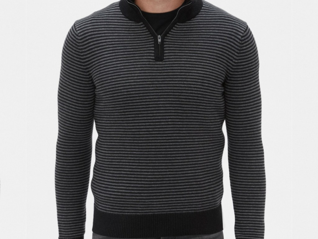 Black men's striped sweater