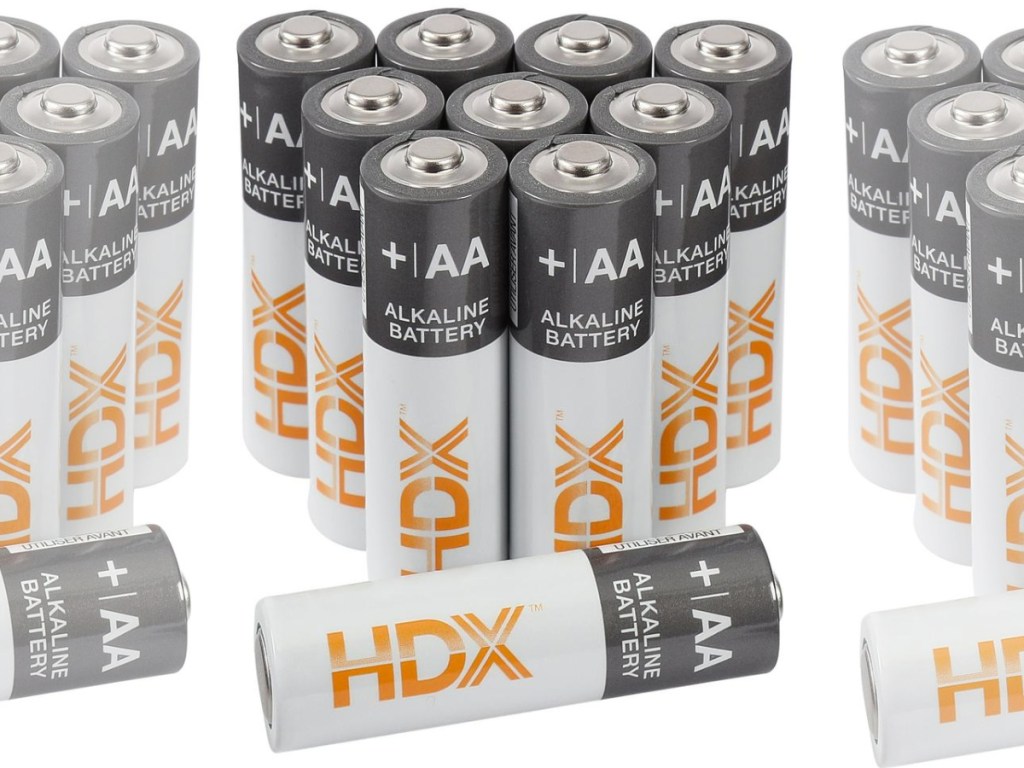 pile of hdx aa batteries