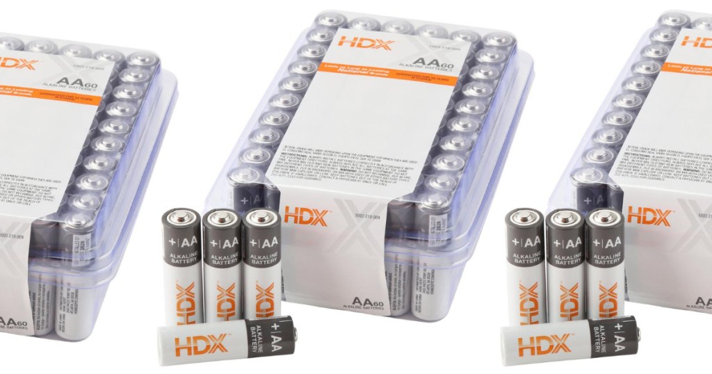 60 count pack of HDX AA batteries