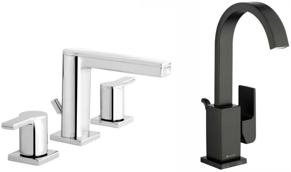 Two styles of faucets from Home Depot - one black, one chrome