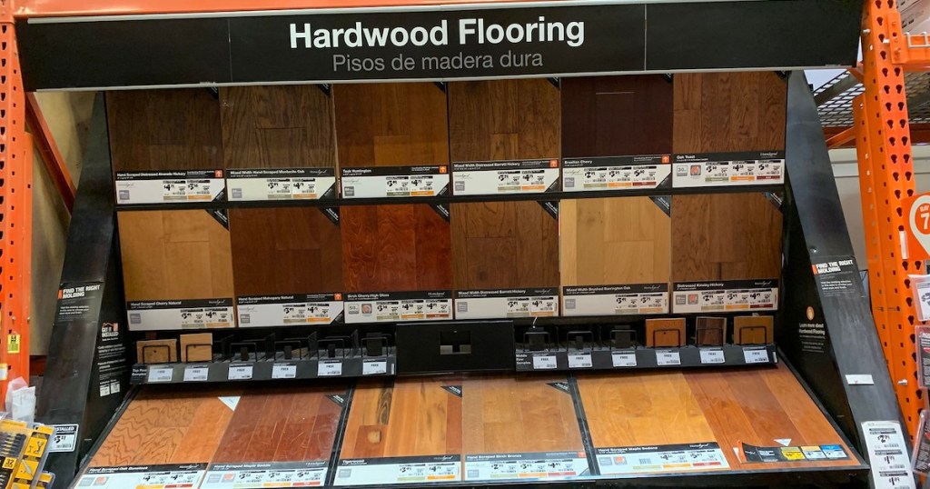 display of home depot hardwood flooring options